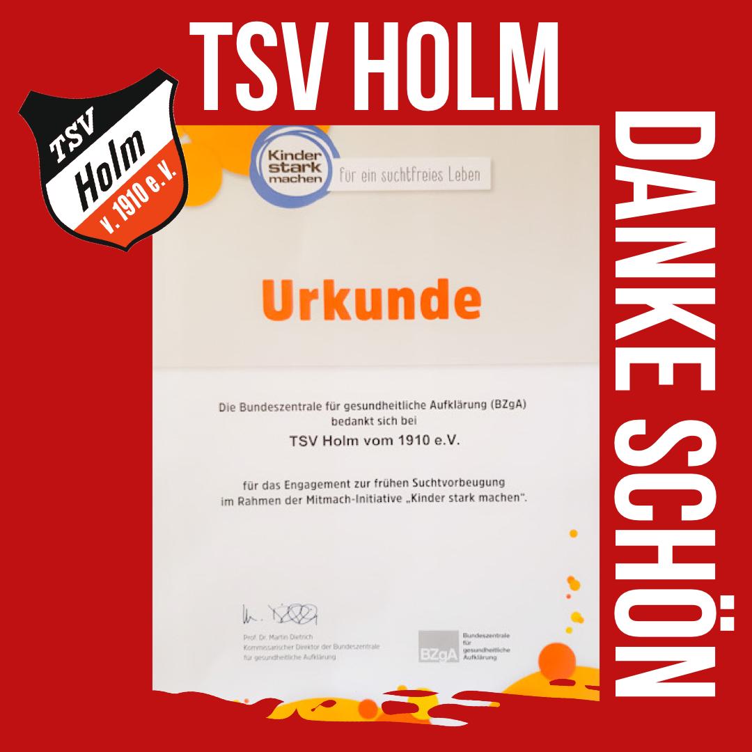 Urkunde für den TSV Holm